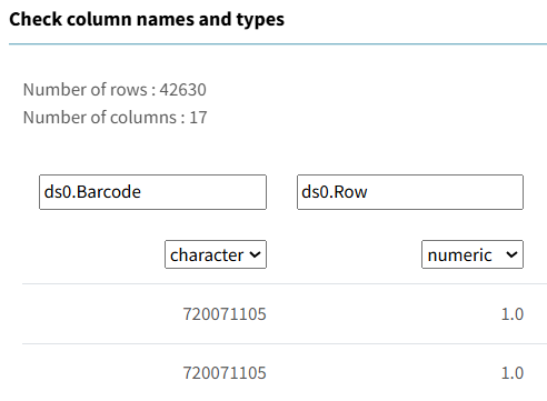 Importing txt: change Barcode to character|500